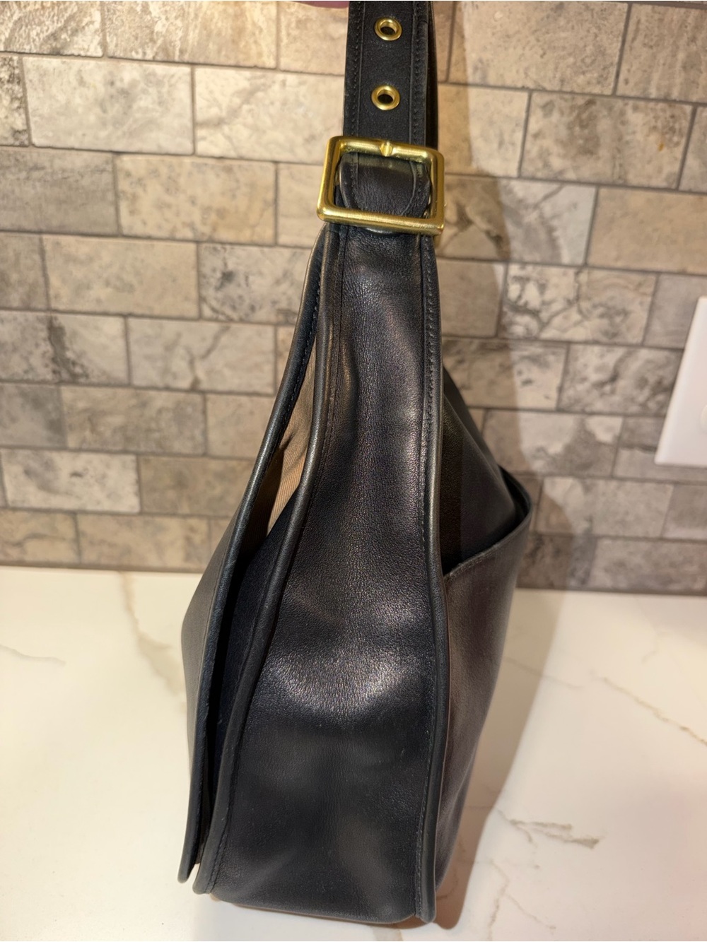 Coach Vintage 2002 Legacy Crescent Flap Black Smooth Leather Crossbody - Picture 3 of 5